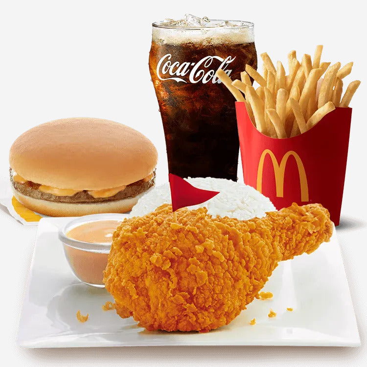 1-pc Spicy Chicken Mcdo with Fries , Burger Mcdo & Large Drinks Mega Meal - Mcdonald's