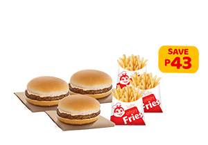 3 Yumburger with Fries Family Savers - Jollibee