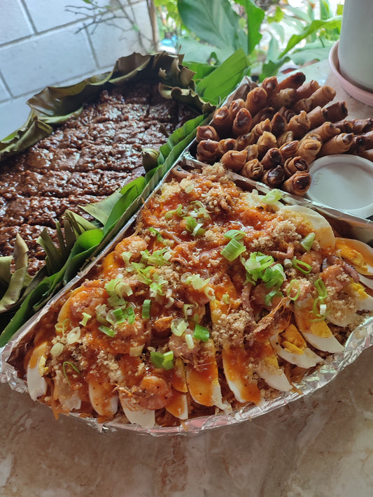 3in1 Seafood Palabok, Bibinkang Latik & Pork Shanghai Xtra Large - Bebang's Kitchen