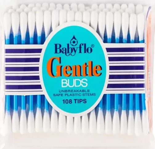 Babyflo Gentle Bud Blue 12pcs x 108 Tips (18) - JuanMart