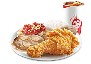 1 - pc. Chickenjoy Original w/ Burger Steak & Half Jolly Spaghetti Super Meal - Jollibee