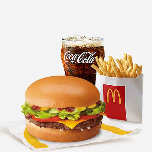 Cheese Burger w/ Lettuce & Tomatoes & Small Fries & Drinks - Mcdonald's