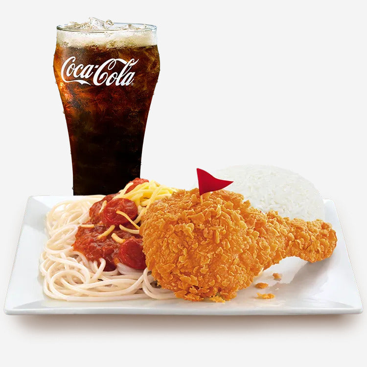 Mega Meal Spicy Chicken Mcdo With Rice , McSpaghetti & Small Drinks- Mcdonald's