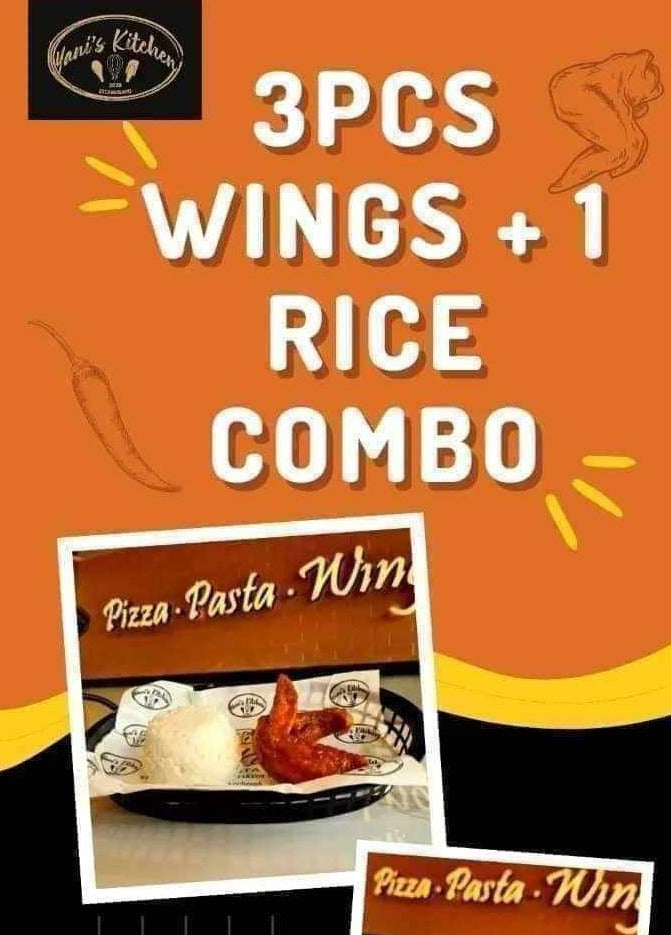 3-pcs. Wings + 1 Rice Combo - Yani's Kitchen