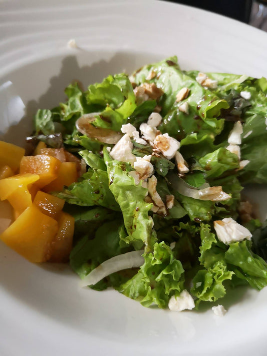 Peaches, Feta & Prosciutto Salad Gruppi - Olivia's Pizzeria