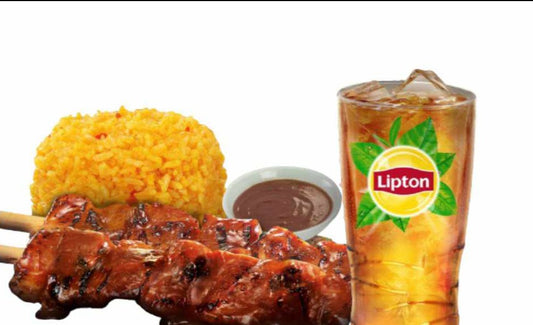 Pork BBQ with  Peanut Sauce & Java Rice with Drink Grilled Pork - Mang Inasal