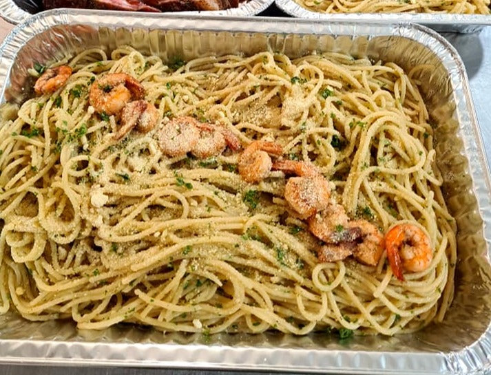 Shrimp Aglio Olio Platter - Yani's Kitchen