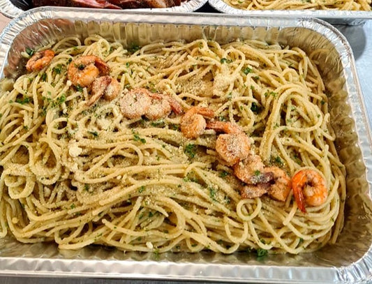 Shrimp Aglio Olio Platter - Yani's Kitchen