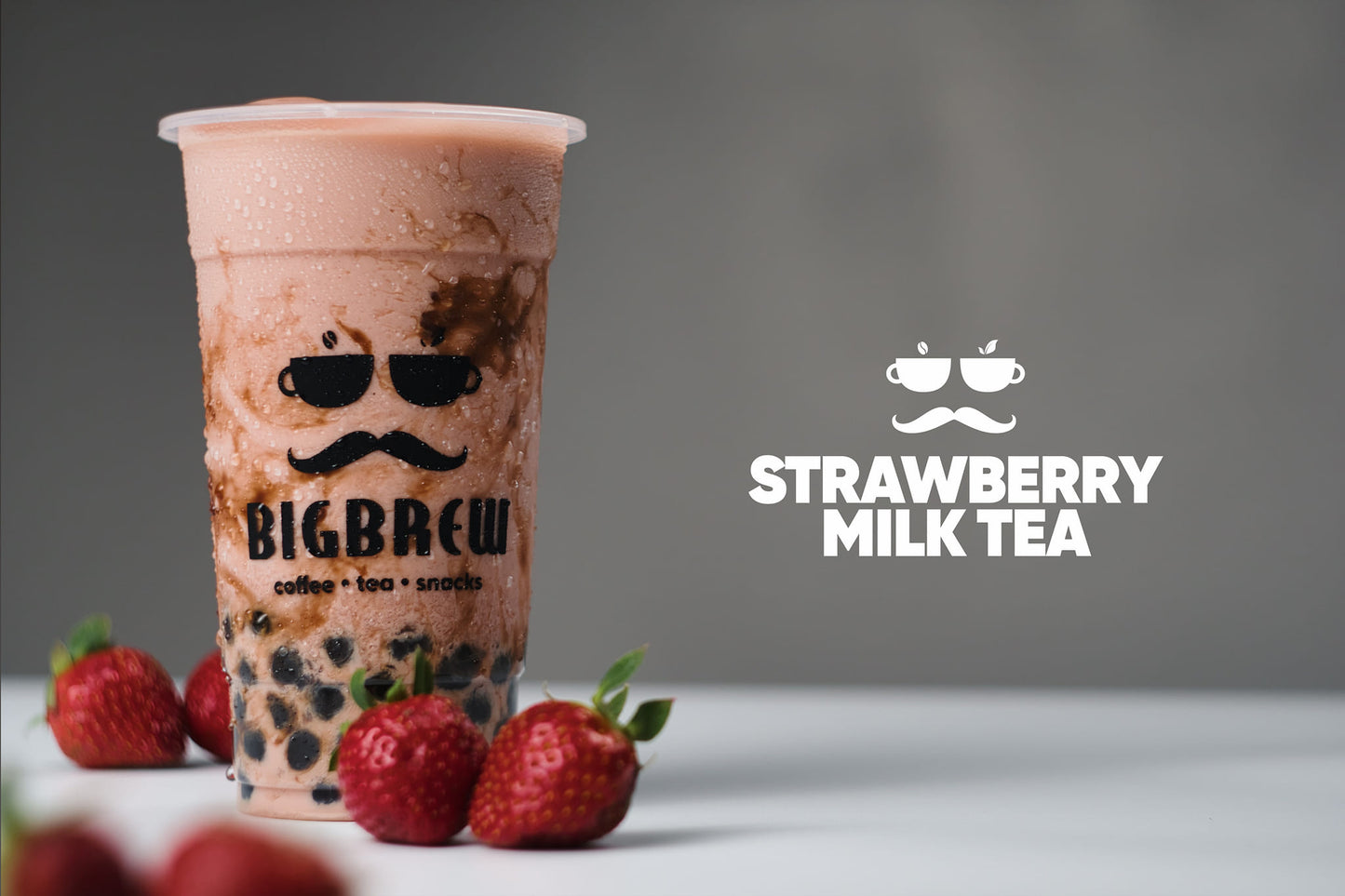 Strawberry w/ Pearls Grande 22oz Milk Tea - Big Brew