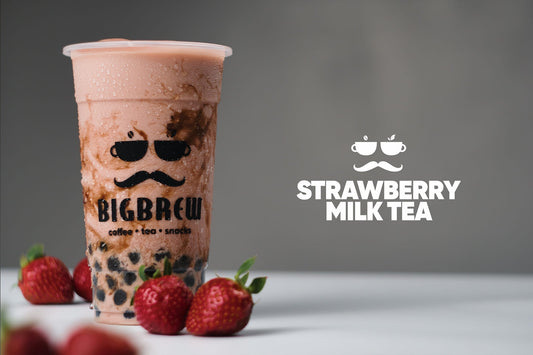 Strawberry w/ Pearls Medio 16oz Milk Tea - Big Brew