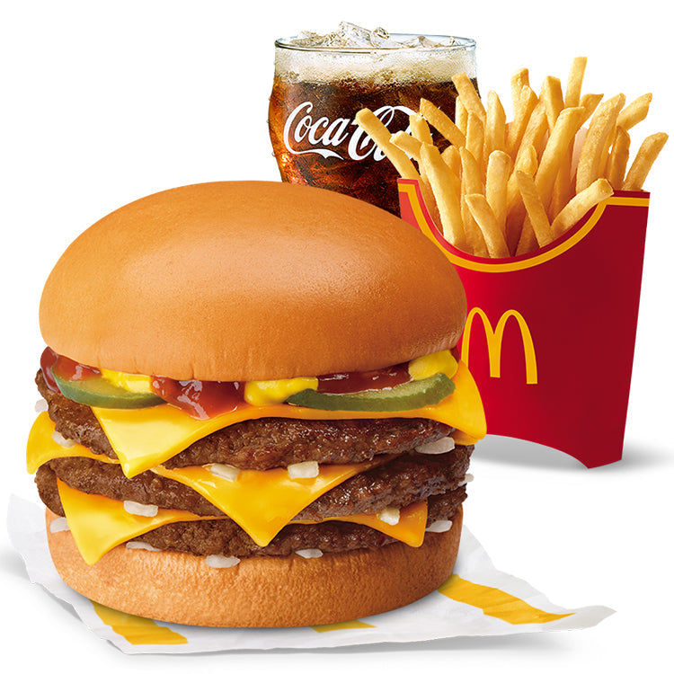 Triple CheeseBurger with Large Fries & Drinks - Mcdonald's