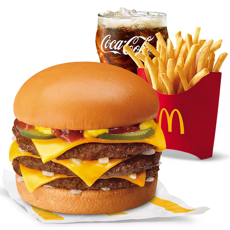 Triple CheeseBurger with Medium Fries & Drinks - Mcdonald's