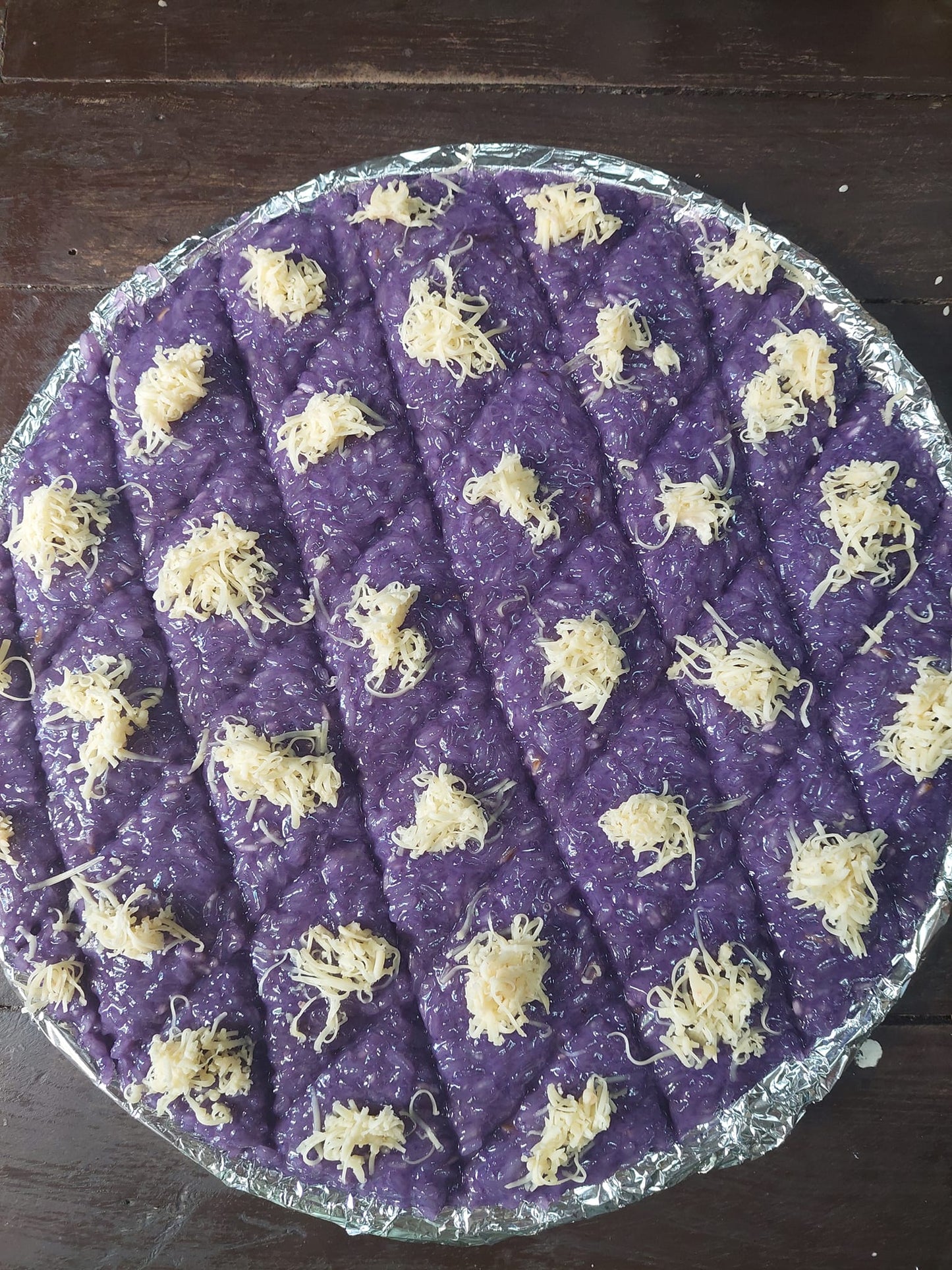 Cheesy Ube Biko Medium Kakanin in Bilao (60pcs) - Mitch's Desserts