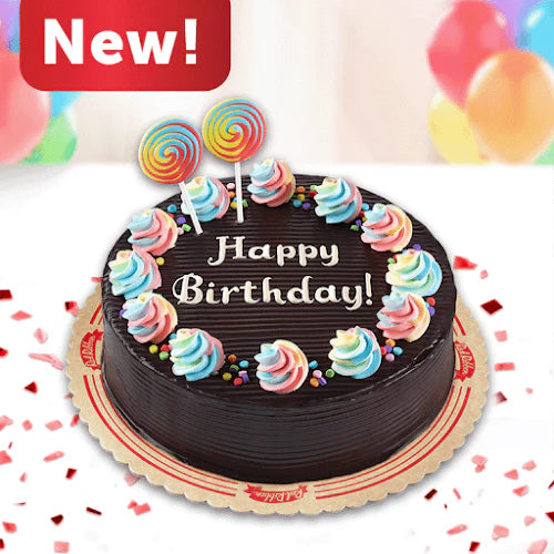 Round Rainbow Dedication Cake- Red Ribbon